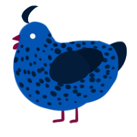 A ultramarine and tumblr chicken with a speckle pattern