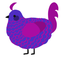 A indigo and plum chicken with a lace pattern