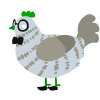 weeping birch, a mist and ash chicken with a bar pattern