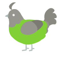 A grass and ash chicken with a head pattern