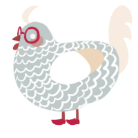 A silver and cream chicken with a lace pattern