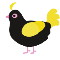 freak of nature, a sable and yellow chicken