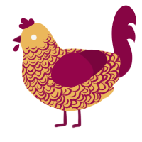 A honey and maroon chicken with a double-lace pattern