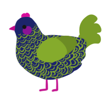 (unnamed), a navy and chartreuse chicken with a double-lace pattern