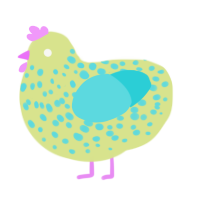 Moldy Lime, a lemon and aqua chicken with a speckle pattern