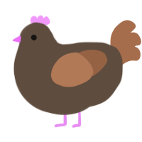 Brownie, a bark and brown chicken