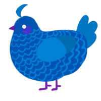 A ultramarine and sapphire chicken with a lace pattern