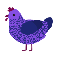 A blurple and navy chicken with a double-lace pattern