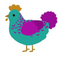 (unnamed), a turquoise and plum chicken with a half-lace pattern