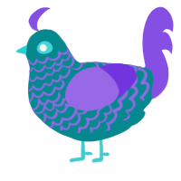 Coral reef, a teal and blurple chicken with a lace pattern