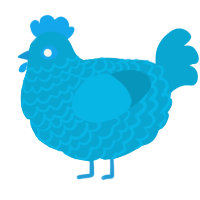 A cerulean chicken with a lace pattern