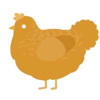 A orange chicken with a half-lace pattern