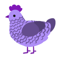grape, a lilac and overcast chicken with a lace pattern
