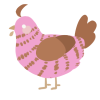 A pink and brown chicken with a bar pattern