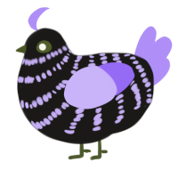 A sable and lilac chicken with a bar pattern