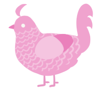 A pink chicken with a lace pattern