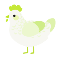 A white and apple chicken with a half-lace pattern