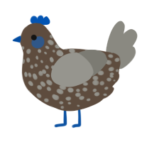 Whitman Turd, a bark and ash chicken with a speckle pattern