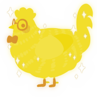 A yellow chicken with a bar pattern