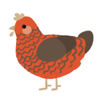 A vermilion and bark chicken with a lace pattern