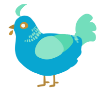 Gem, a cerulean and mint chicken with a neck-band pattern