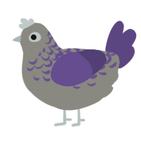 Softie, a ash and overcast chicken with a half-lace pattern
