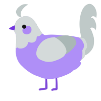 A lilac and silver chicken with a head pattern
