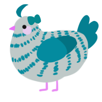 A silver and sea chicken with a bar pattern
