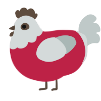 A crimson and silver chicken with a head pattern
