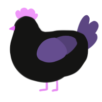 A black and overcast chicken