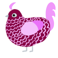 A maroon and lavender chicken with a lace pattern