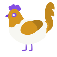A white and ochre chicken with a head pattern