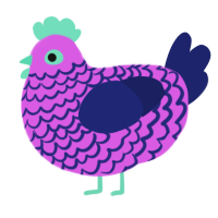 A orchid and navy chicken with a lace pattern