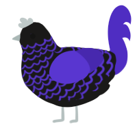 A sable and indigo chicken with a lace pattern