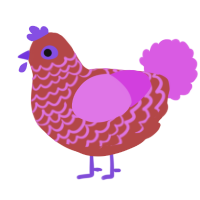 A red and orchid chicken with a lace pattern