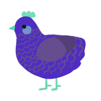 Burple, a indigo and overcast chicken with a lace pattern