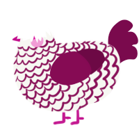 A white and wine chicken with a lace pattern
