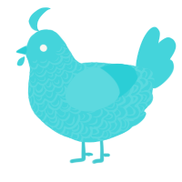 Peek, a aqua chicken with a double-lace pattern
