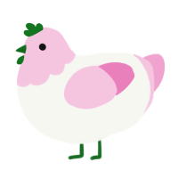 Cremi Salmon, a white and pink chicken with a head pattern