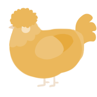 A honey chicken with a head pattern