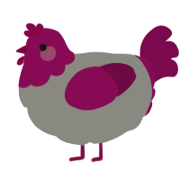 A ash and wine chicken with a head pattern