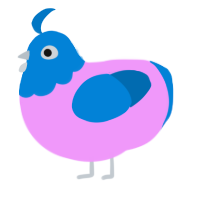 trains, a lavender and sapphire chicken with a head pattern
