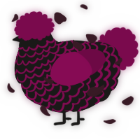 A sable and wine chicken with a lace pattern