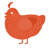A vermilion chicken with a lace pattern