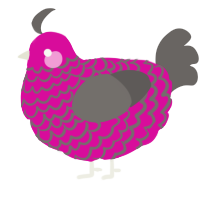 A fuchsia and grey chicken with a lace pattern