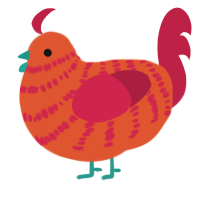 A vermilion and crimson chicken with a bar pattern
