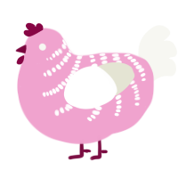(unnamed), a pink and white chicken with a half-bar pattern