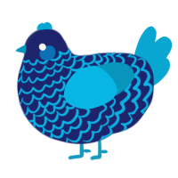 A navy and cerulean chicken with a lace pattern
