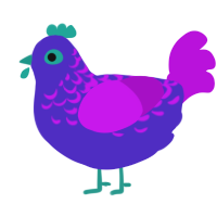 Nebulus, a indigo and amethyst chicken with a half-lace pattern
