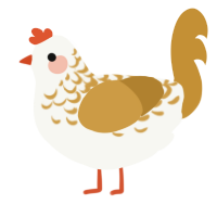A white and gold chicken with a half-lace pattern